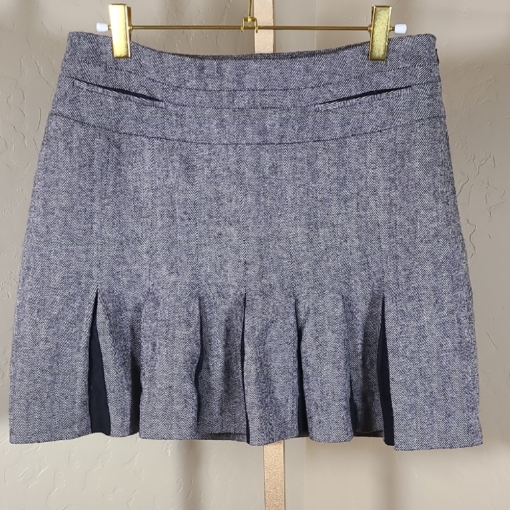 Karen Millen Textured Wool Black White Pattern Skirt Size 8
